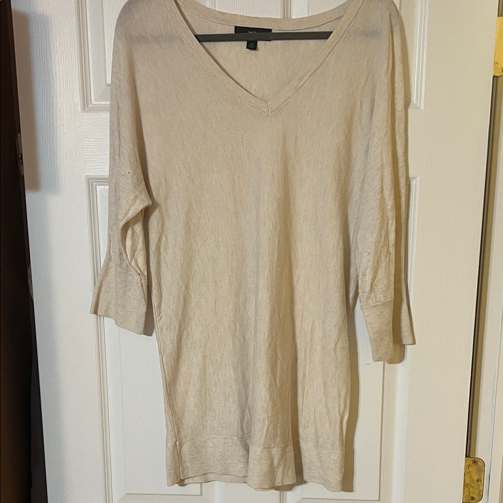 Elegant Women's Beige V-Neck Tunic